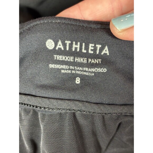 Athleta Trekkie Hike Pant Black 8 Pockets Drawstring Ankles Ripstop Zip Pockets - Picture 4 of 13